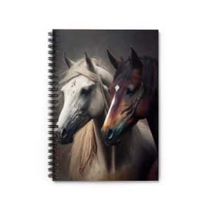 Horses on Ruled Notepad, Horse Image 118 Page Ruled Notebook, Ruled Line Spiral Notebook with Horses