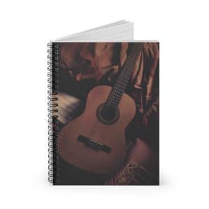 Musical Musings: Guitar Image Notebook, Nylon Guitar Print Spiral Notepad, Notebook with Guitar Design, Nylon Strings Guitar Theme Notepad
