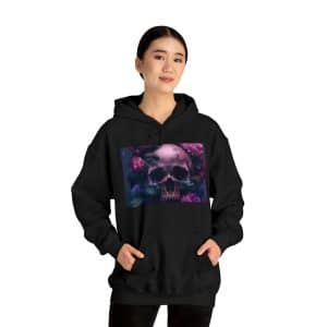 Artistic Fusion: Skull and Flowers on a Hoodie, Cozy Unisex Hooded Sweatshirt