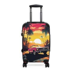 Mustang Sunset Adventure Suitcase, Palm Tree Mustang Luggage