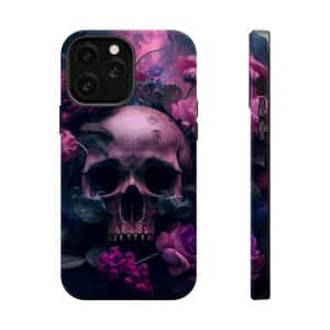 Artful Protection: MagSafe Tough Case with Floral Skull Design, MagSafe Case with Skull and Roses