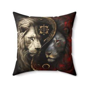 Yin Yang Lions Harmony Square Pillow