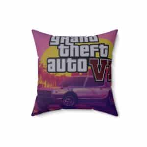 GTA 6 Comfort Zone: Spun Polyester Pillows for Stylish Virtual Retreats, Dreaming in GTA 6, Square Pillows for Gaming Enthusiasts