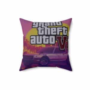GTA 6 Comfort Zone: Spun Polyester Pillows for Stylish Virtual Retreats, Dreaming in GTA 6, Square Pillows for Gaming Enthusiasts